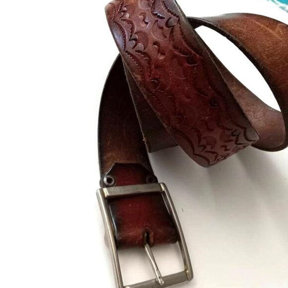 Vintage Handcrafted Leather Belt with Patterns Antique Menswear Office - Picture 7 of 10